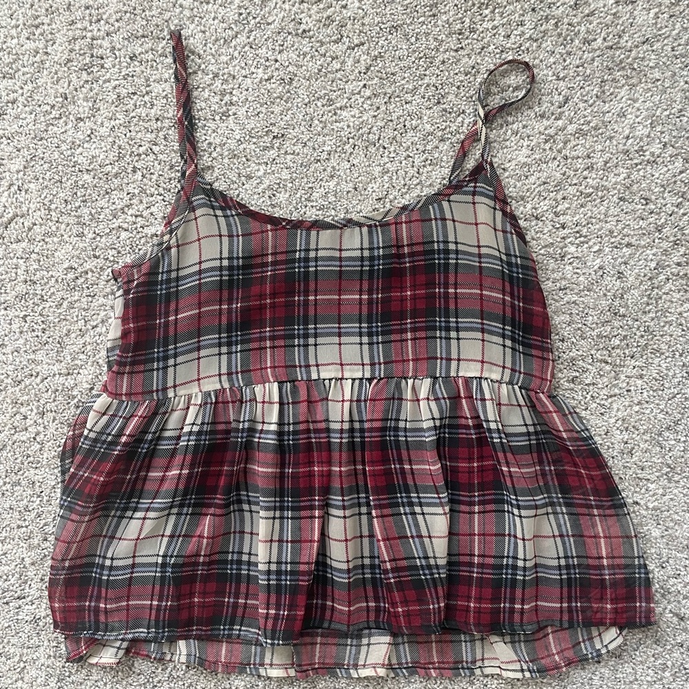 Plaid flowy tank top